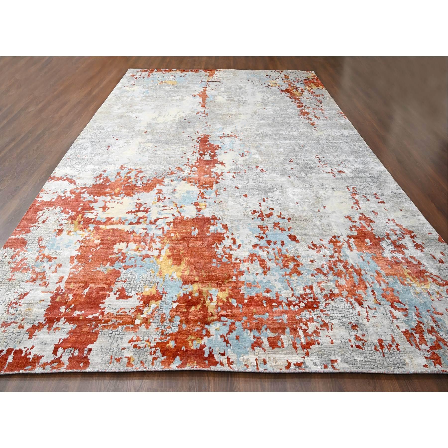 This is a truly genuine one-of-a-kind Wool-Silk Mosaic Design Hand Knotted Oversized Oriental Rug. It has been Knotted for months and months in the centuries-old weaving craftsmanship techniques by expert artisans.
Primary materials: Wool &