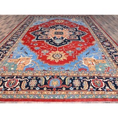 12'x17'2" Venetian Red Hand Knotted Soft Wool Seeripe and Heris Oversized Rug