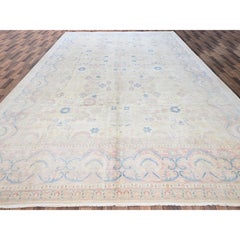12'x17'3" Elfenbein Vintage Ägyptisch XL Mahal Sauber und weich Hand geknüpft Wolle Teppich