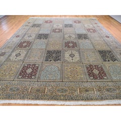 12'x17'4" Kashmir Pure Silk 576 KPSI Panel Design Mansion Size Hand-Knotted Rug