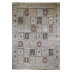 12'x17'4" Kashmir Pure Silk 576 KPSI Panel Design Mansion Size Hand-Knotted Rug 12'x17'4" Kashmir Pure Silk 576 KPSI Panel Design Mansion Size Hand-Knotted Rug