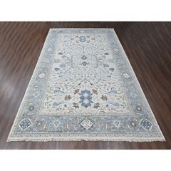 12'x17'8" Oyster Gray Oushak with All Over Design Hand Knotted Pure Wool XL Rug
