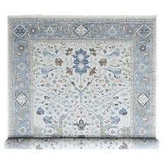 12'x17'8" Oyster Gray Oushak with All Over Design Hand Knotted Pure Wool XL Rug