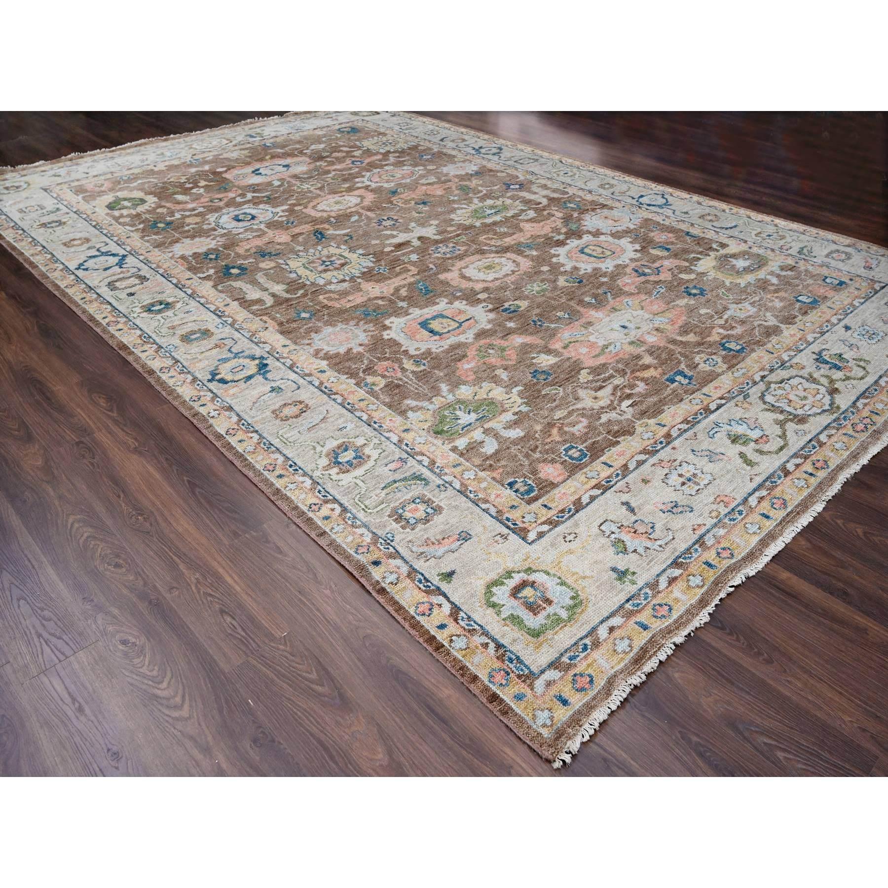 Oushak Tappeto in pura lana annodata a mano 12'x17'9