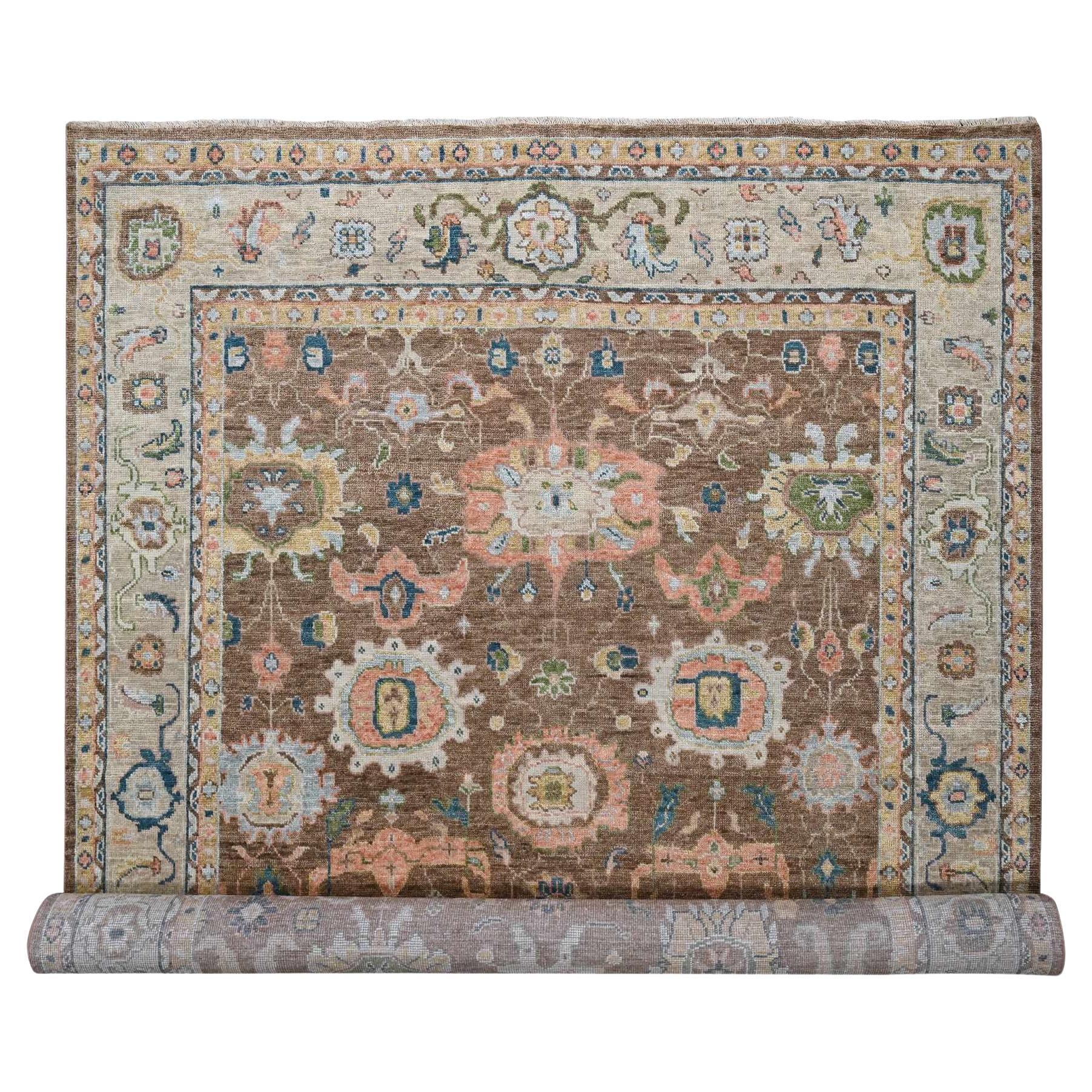 Tappeto in pura lana annodata a mano 12'x17'9" Camel Brown Design/One Supple Collection in vendita