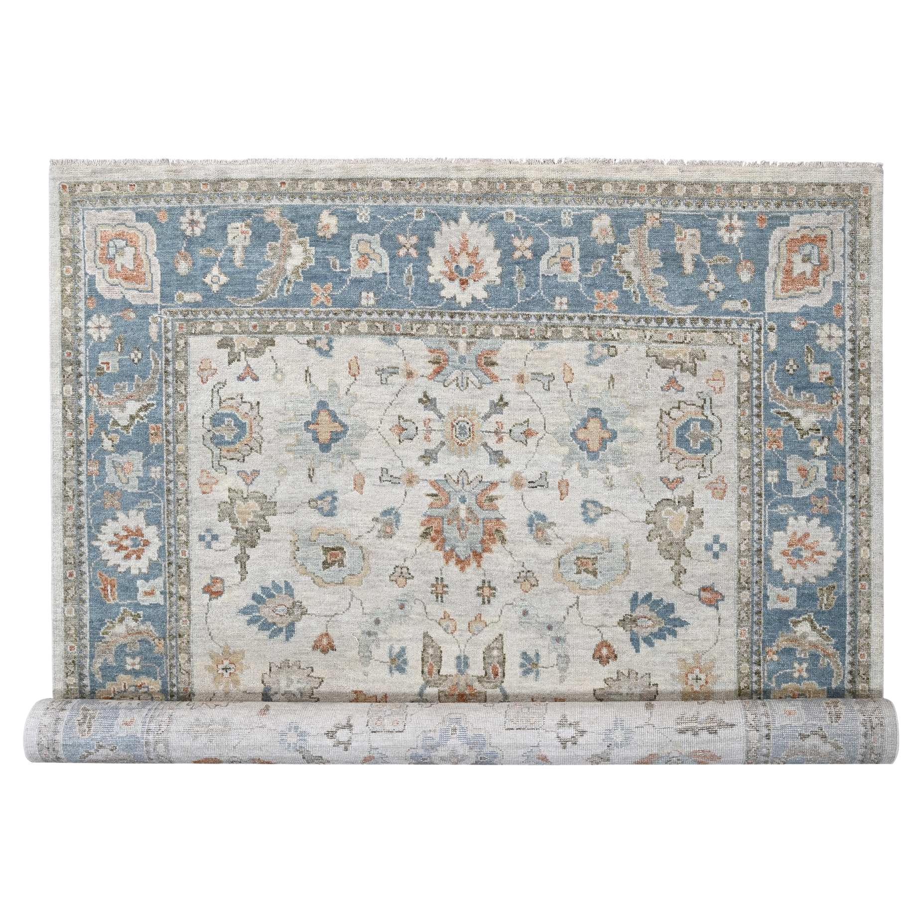12'x17'9" Gris clair, laine naturelle nouée à la main, Design/One, tapis surdimensionné