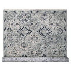 12'x17'9" Silver Gray, Hand Knotted Anatolian Design, Organic Wool Oversized Rug