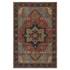 12'x18' Barn Red Pure Wool Hand Knotted Antiqued Fine Heriz Re-Creation Rug