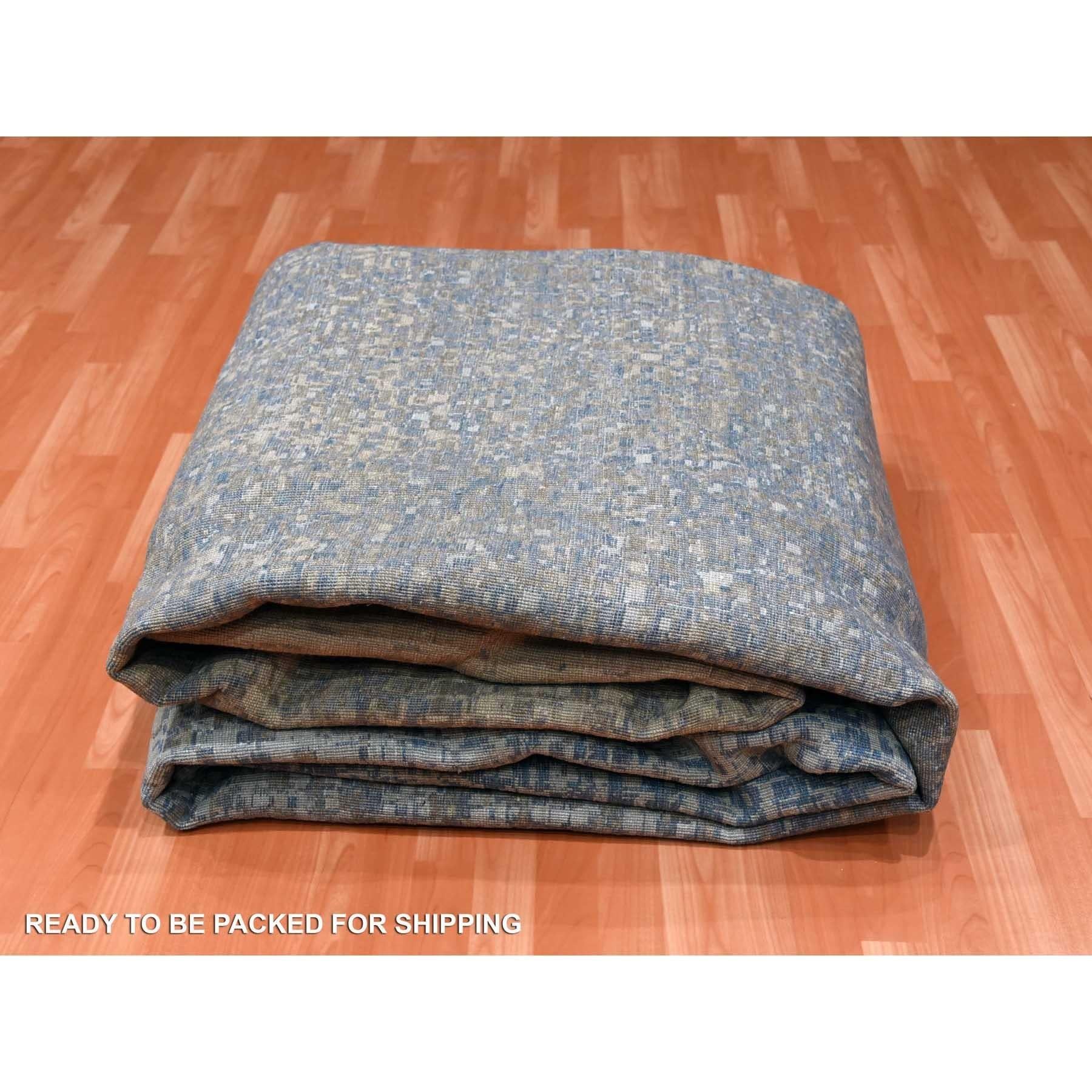 12'x18' Denim Blau, Moderner, handgeknüpfter Teppich aus reiner Seide und Wolle in Übergröße im Angebot 4