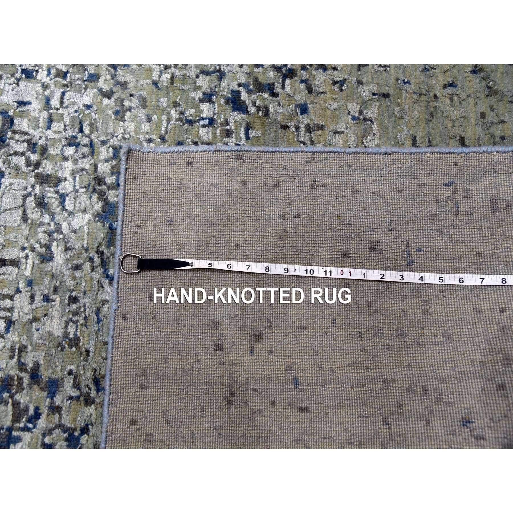 12'x18' Denim Blau, Moderner, handgeknüpfter Teppich aus reiner Seide und Wolle in Übergröße im Angebot 6