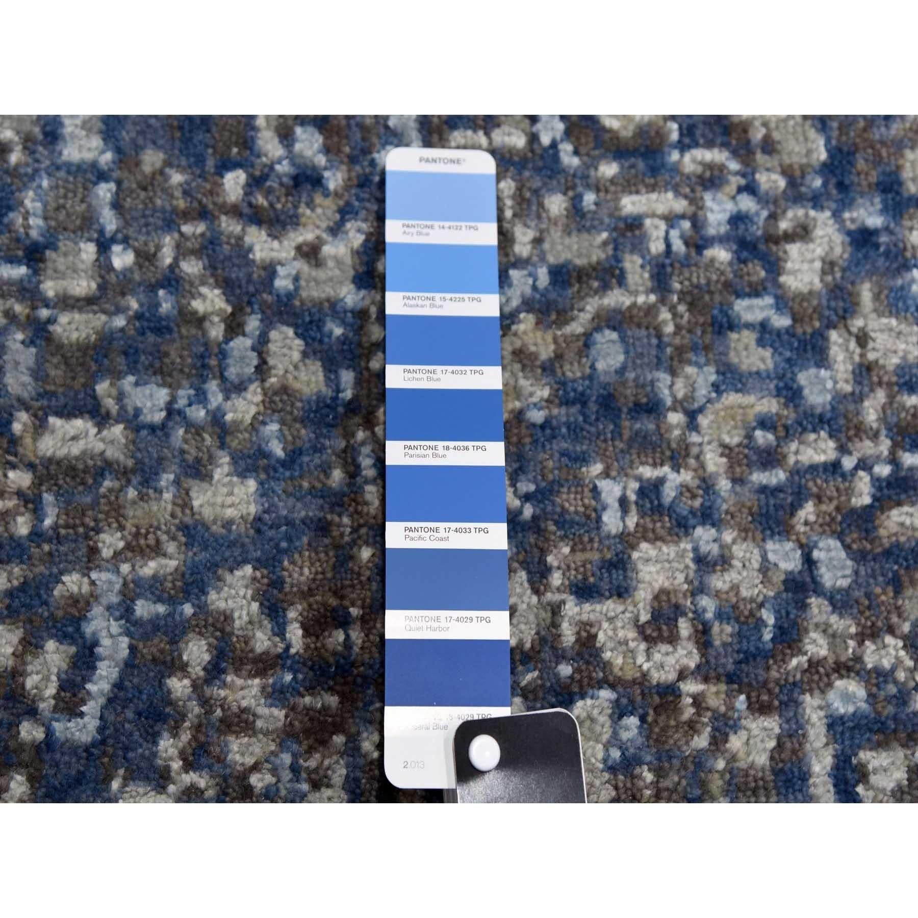 12'x18' Denim Blau, Moderner, handgeknüpfter Teppich aus reiner Seide und Wolle in Übergröße im Angebot 2