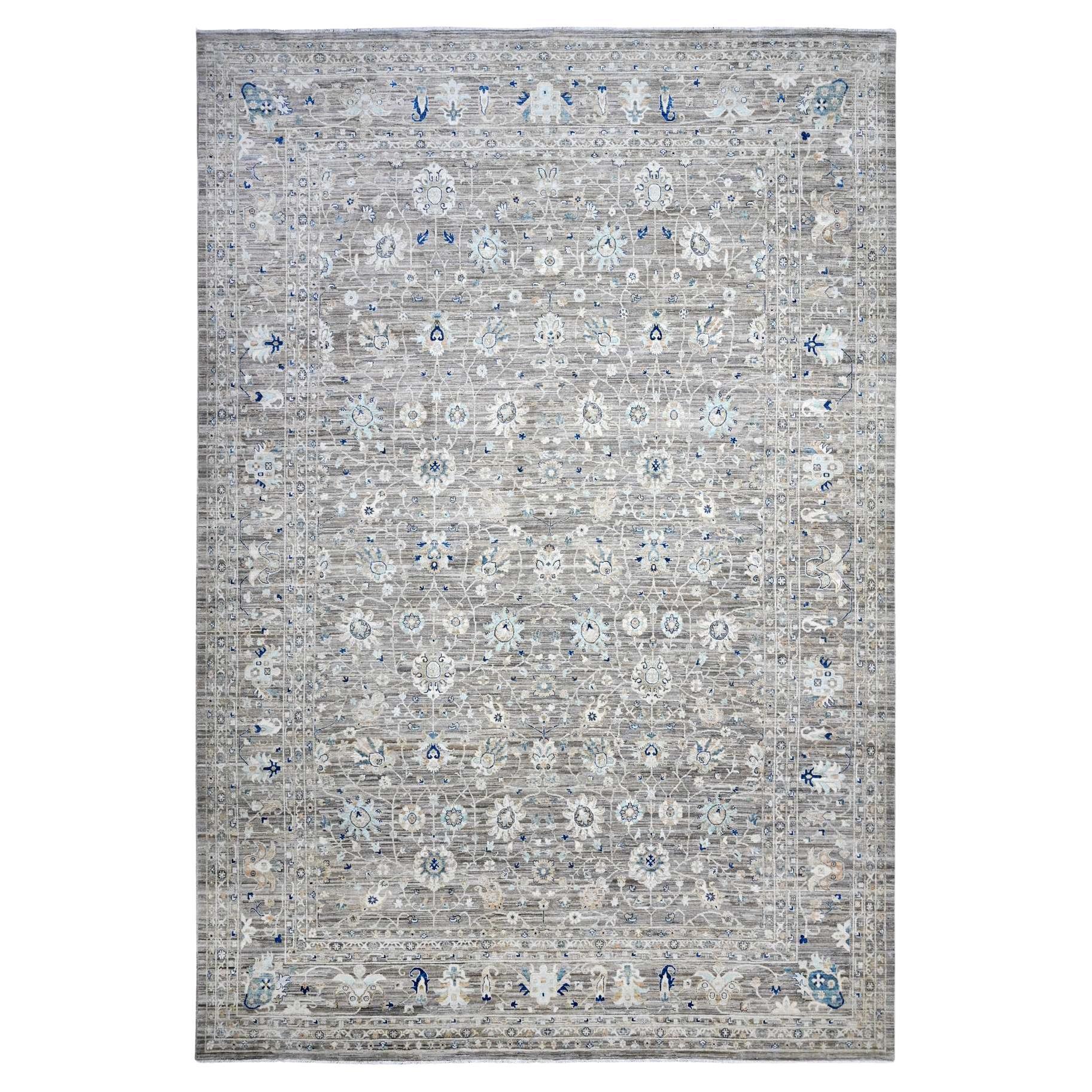 Tapis oriental XL, noué à la main, motif Ziegler Mahal gris 12'x18'