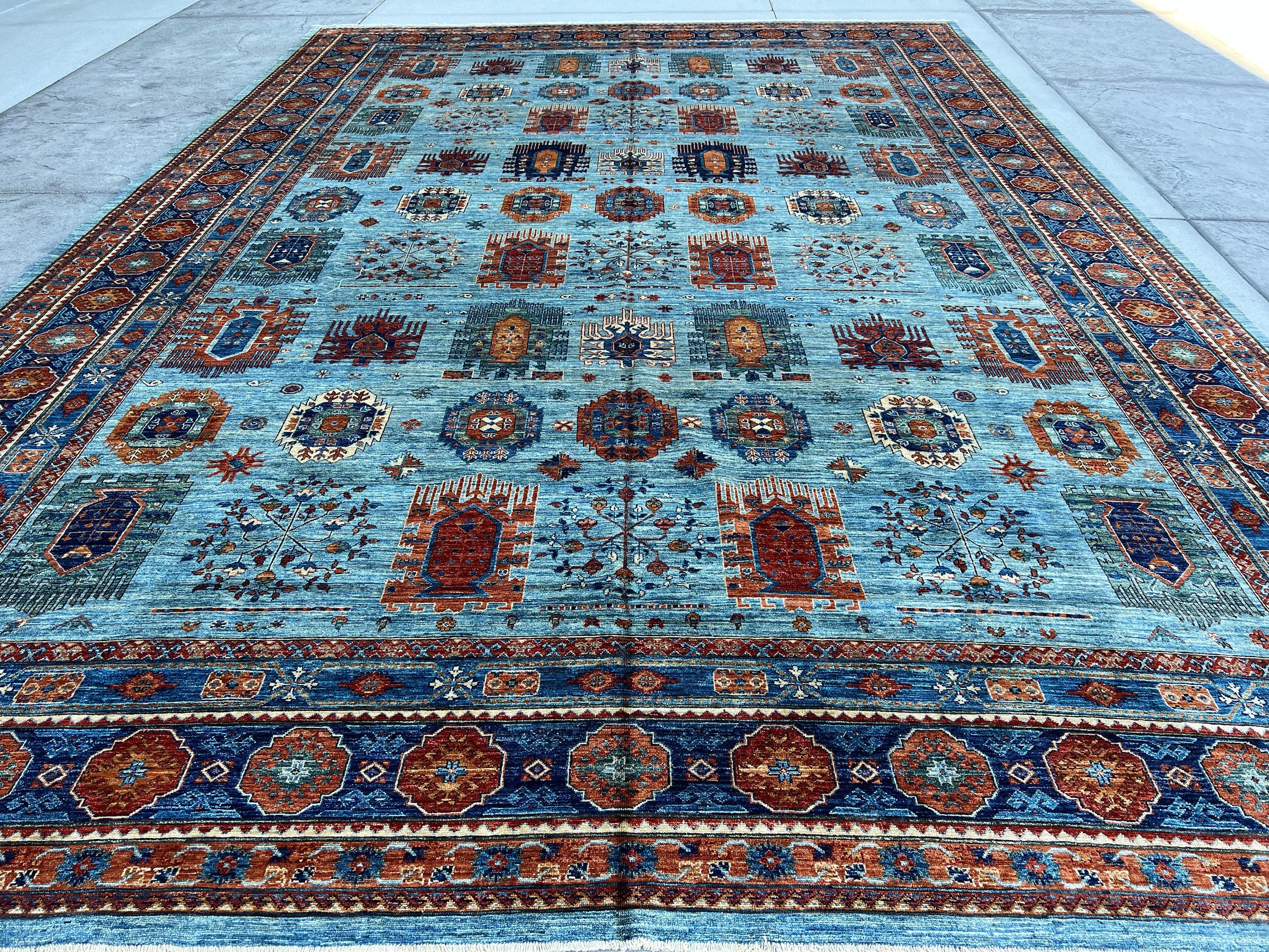 Hand-Knotted Afghan Rug Premium Hand-Spun Afghan Wool Fair Trade In New Condition For Sale In San Marcos, CA