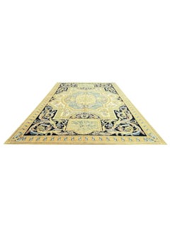 12x18 Hand Knotted French Savonnerie Style, Area Rug Elegant Medallion Design