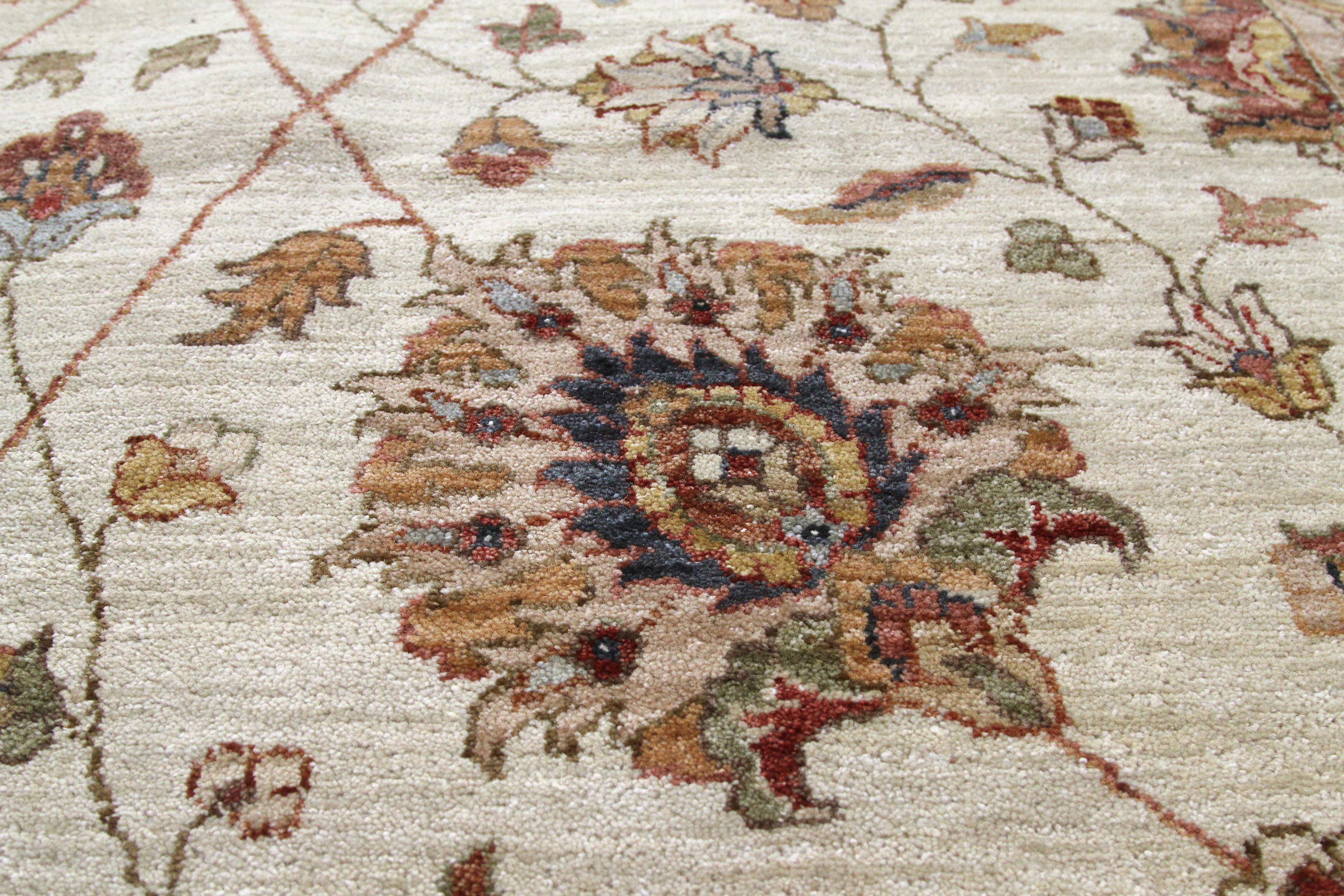 Lana Tappeto Agra indiano 12x18 tessuto a mano in vendita