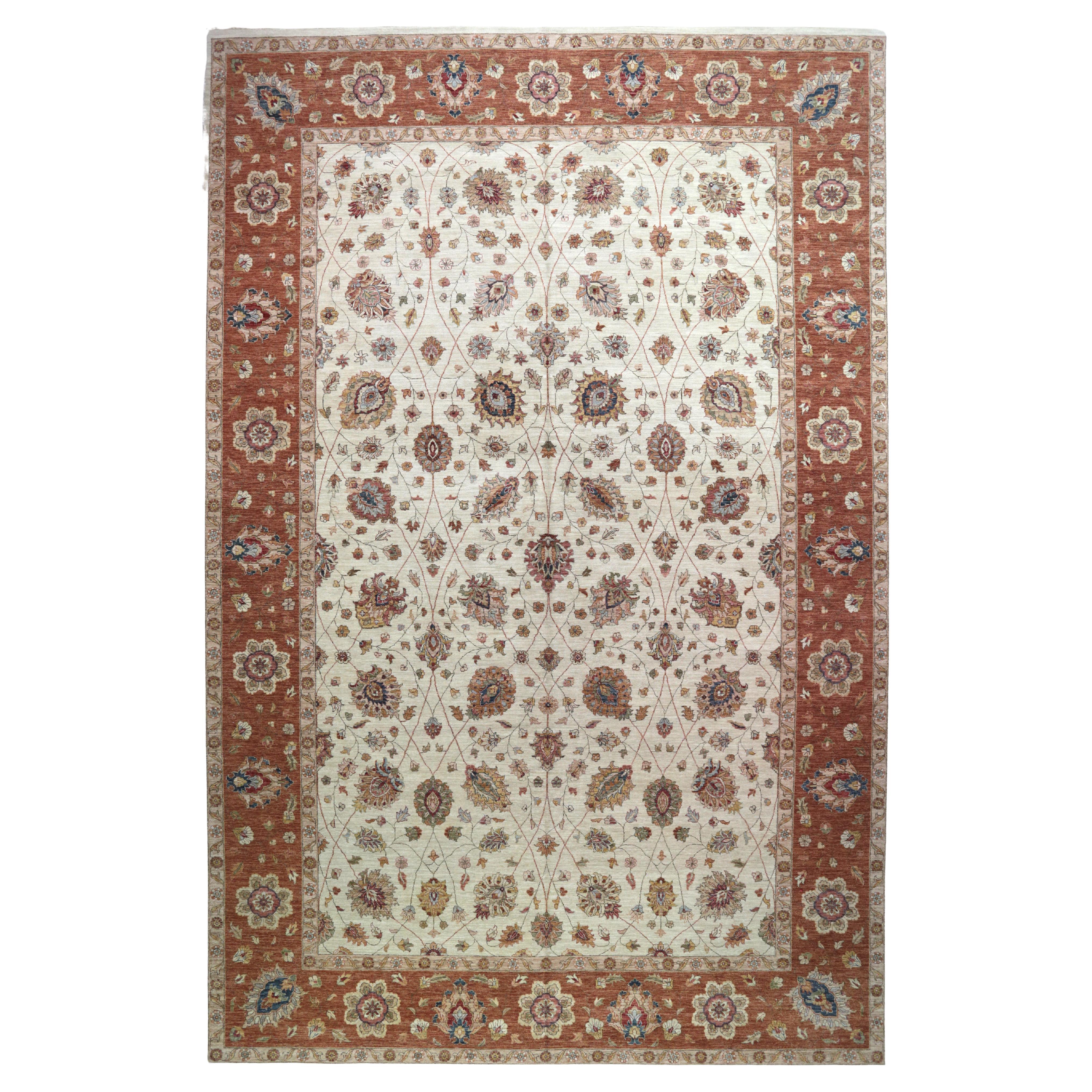 Tappeto Agra indiano 12x18 tessuto a mano in vendita