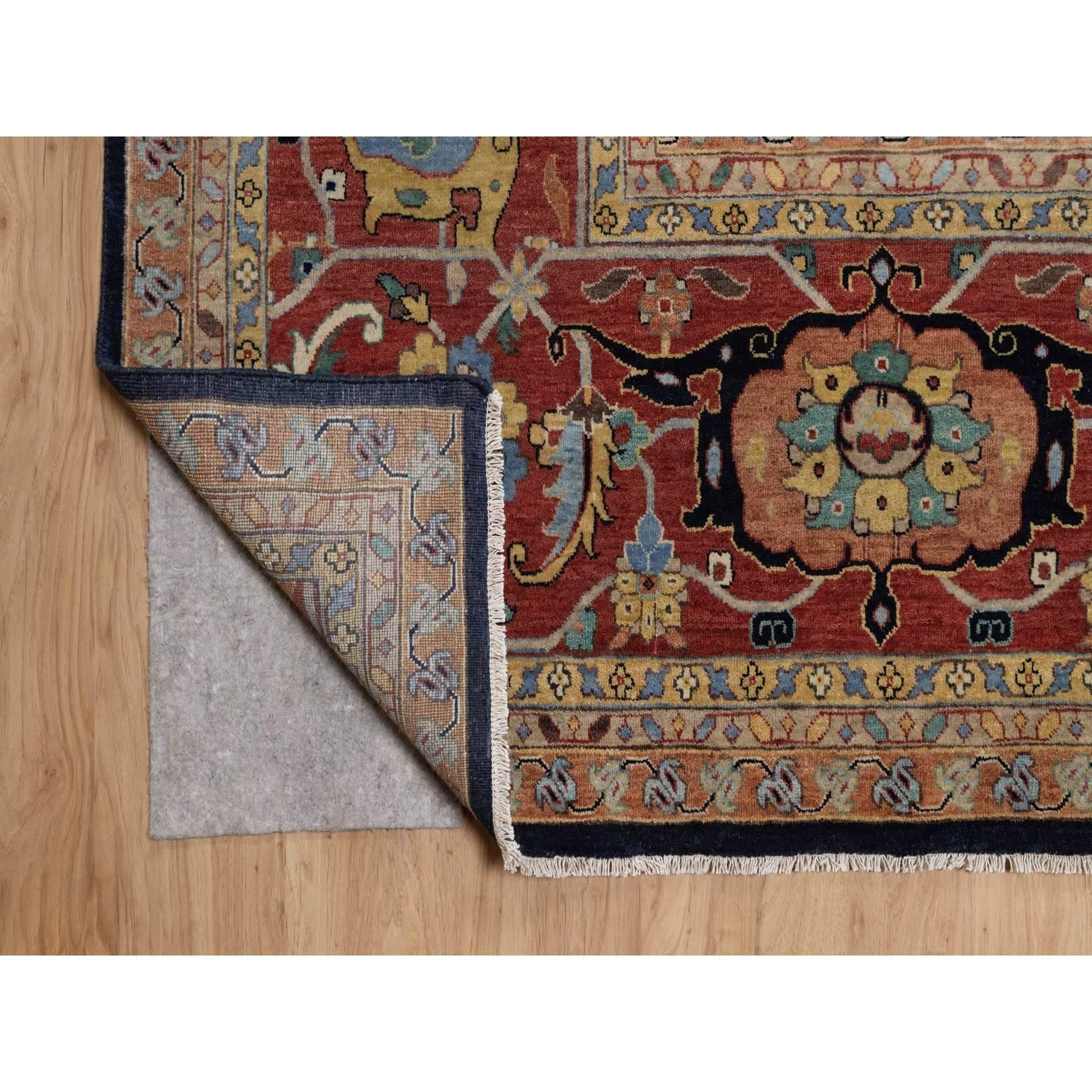 Indiano Tappeto blu notte 12'x18' annodato a mano in lana anticata Fine Heriz Re-Creation XL in vendita