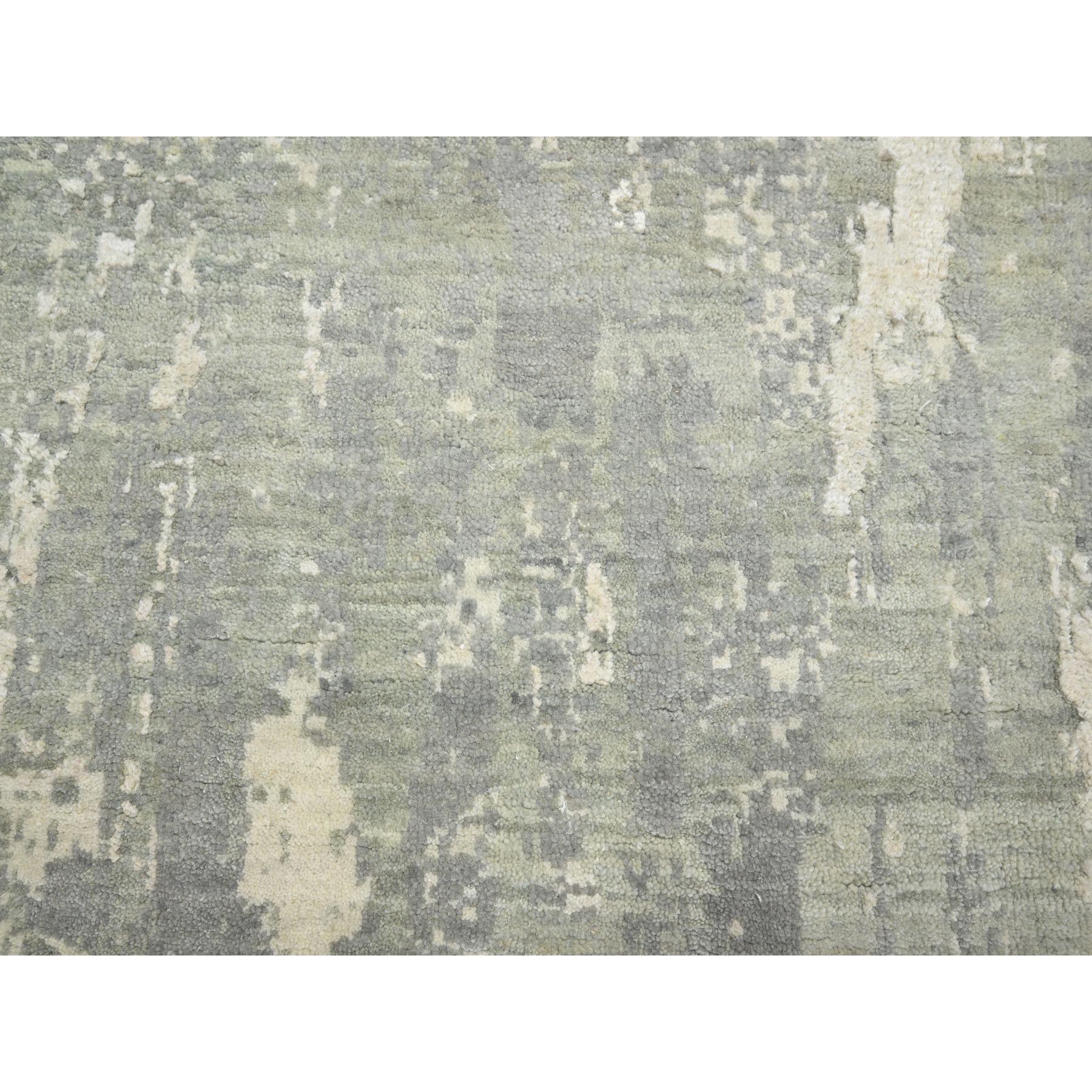 Lana Tappeto XL in lana e seta annodato a mano 12'x18' grigio pastello con design astratto moderno in vendita