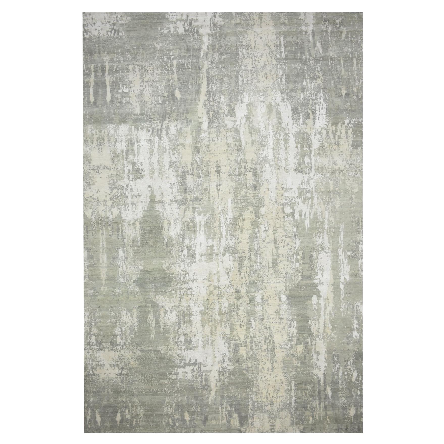 12
x18
 Pastellgrau Modern Abstrakt Design Wolle und Seide Handgeknüpft XL Teppich