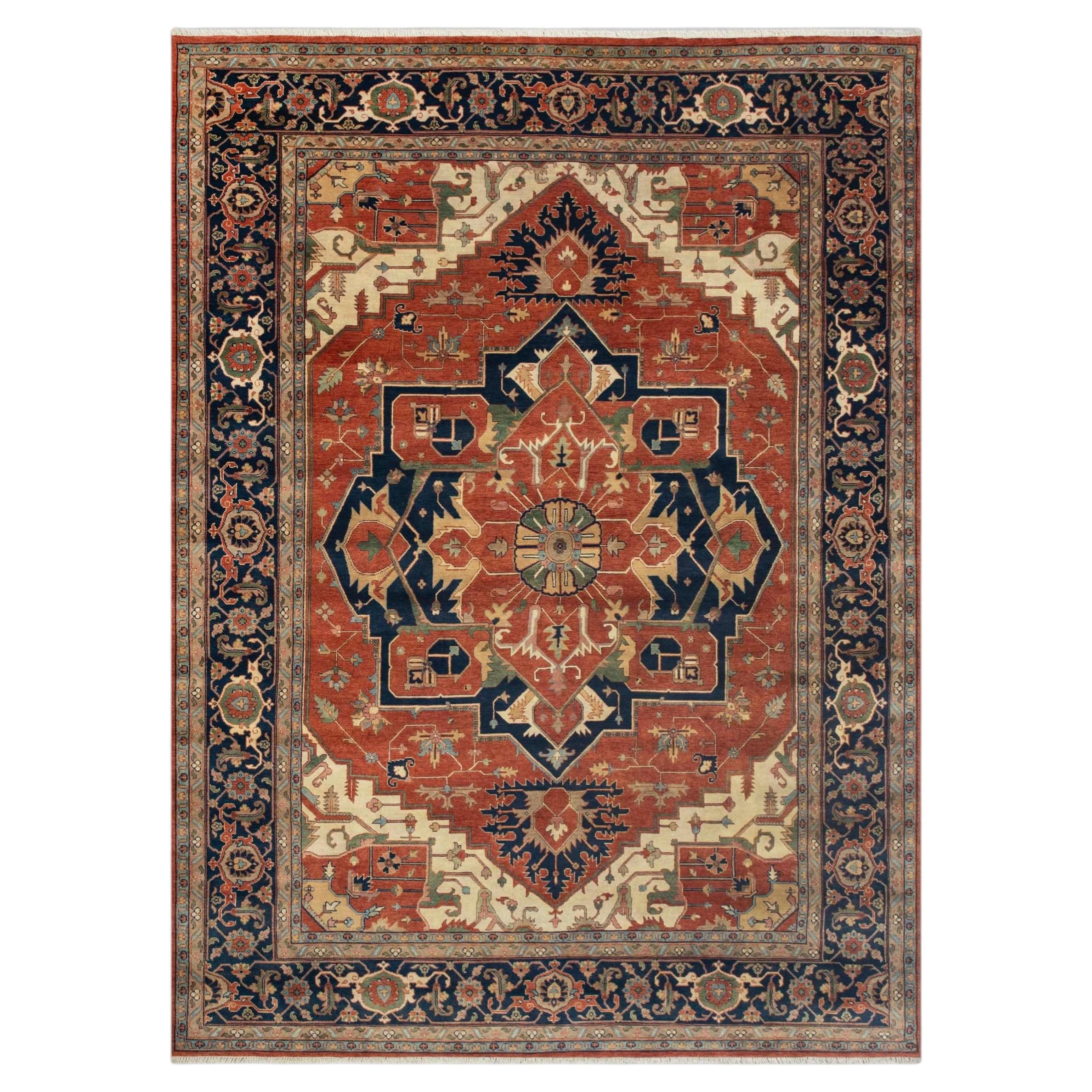 12x18 Red Rust Heriz Serapi Hand Knotted Wool Rug ( MT - 384 ) For Sale
