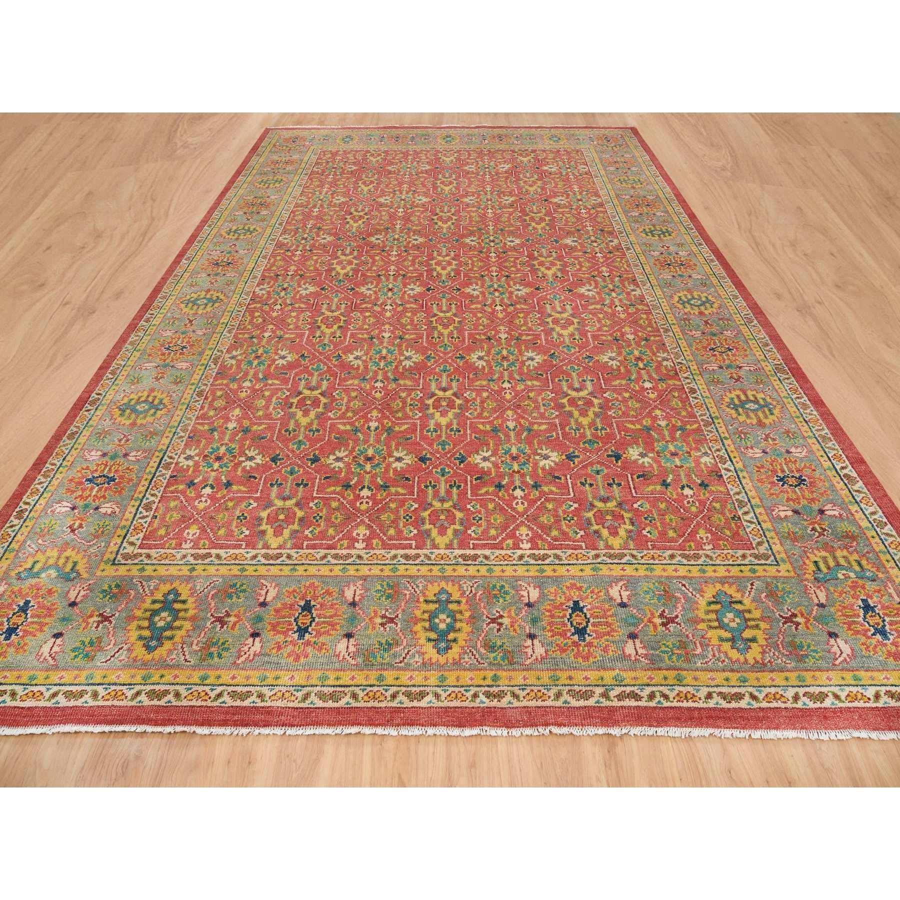 This is a truly genuine one-of-a-kind Hand Knotted Reimagined Design Hand Knotted Oriental Rug. It has been Knotted for months and months in the centuries-old weaving craftsmanship techniques by expert artisans. 
Primary materials: Wool
Latex:
