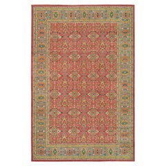 12'x18'1" Red Antiqued Oushak Reimagined Design Hand Knotted Oriental Rug
