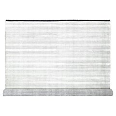 12'x18'1" Alfombra tejida a mano de lana y seda con diseño texturizado moderno en blanco ahumado