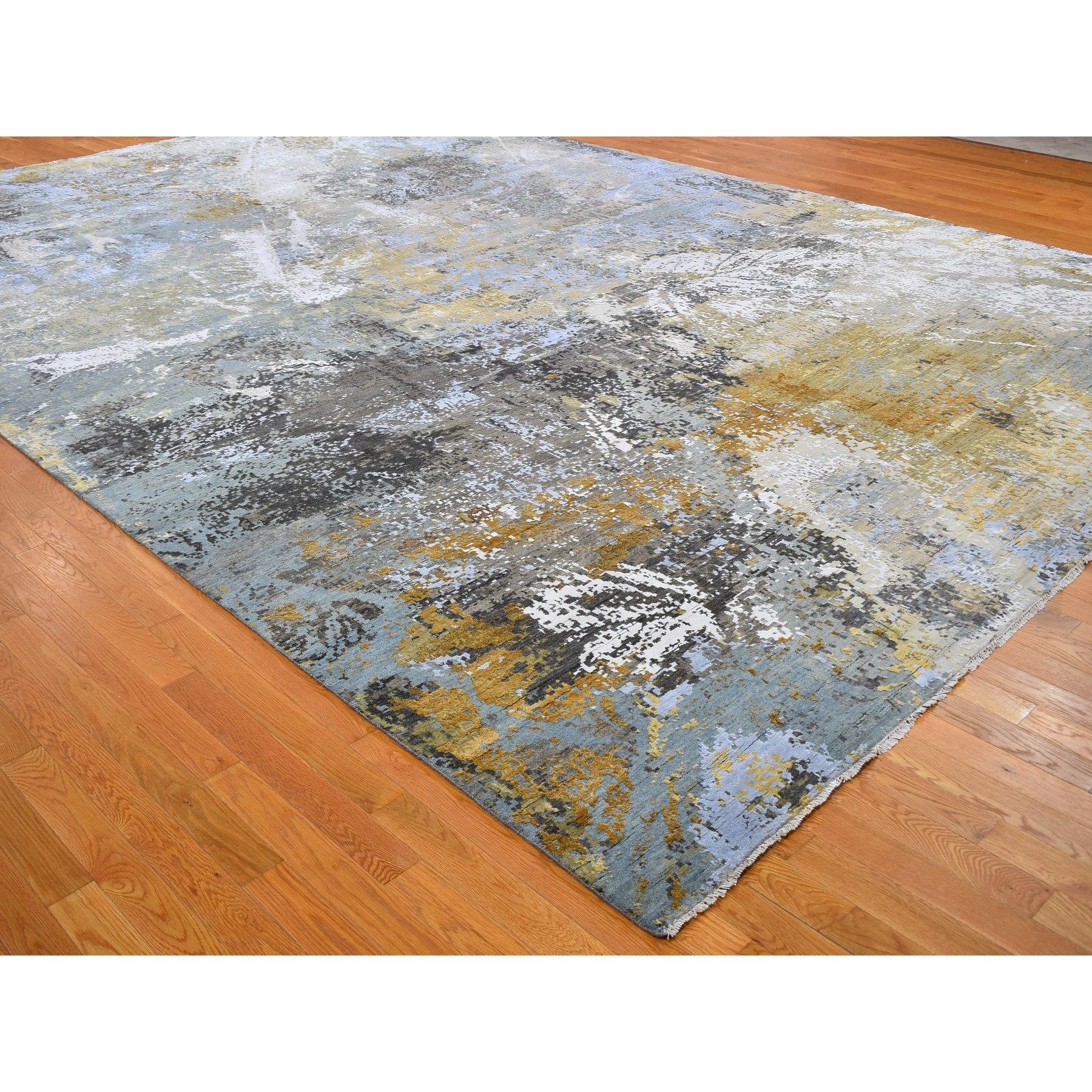 Indien Tapis de laine et soie surdimensionné 12'x18'2