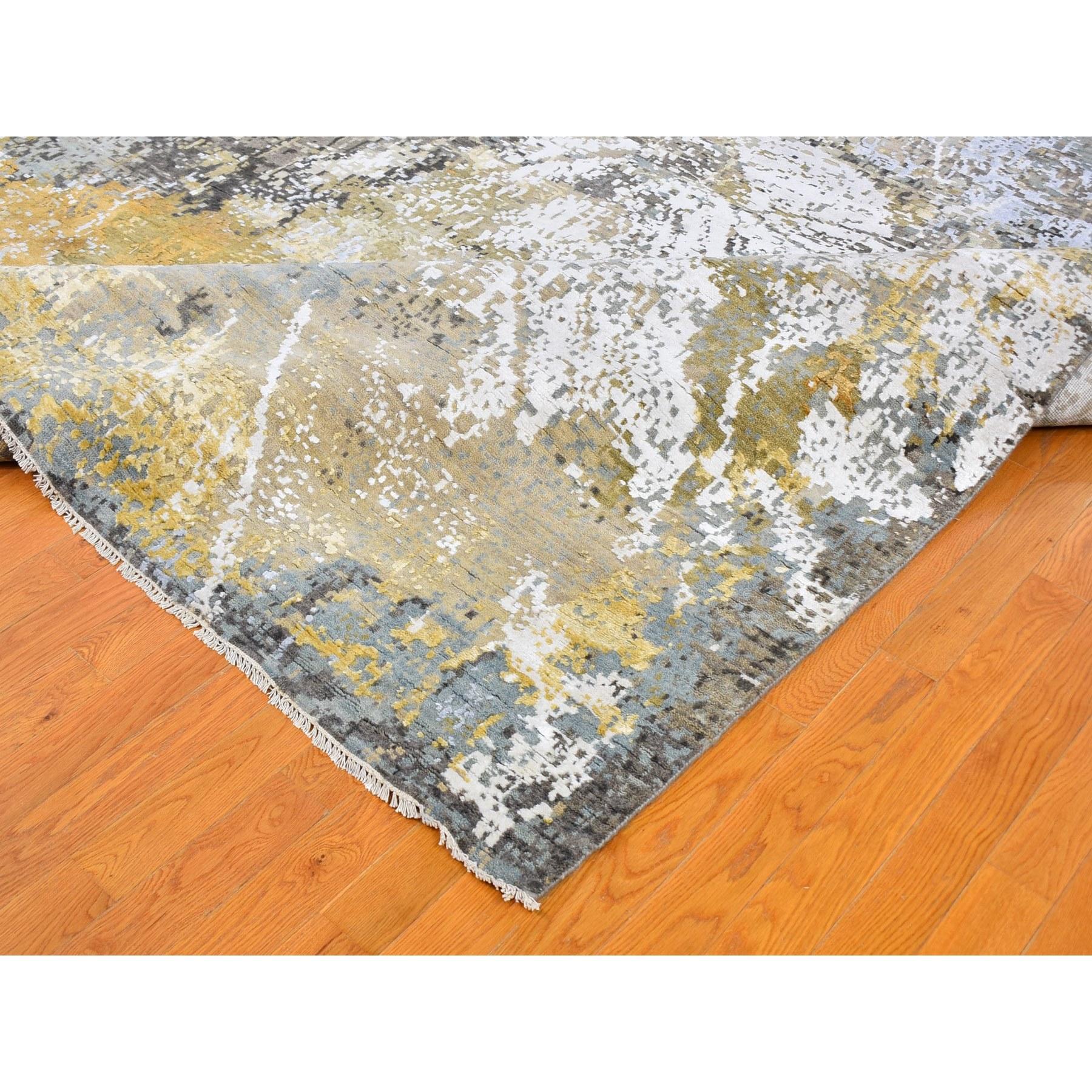 XXIe siècle et contemporain Tapis de laine et soie surdimensionné 12'x18'2