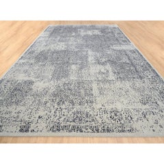 12'x18'2" Wool and Silk Hand Loomed Light Gray Fine Jacquard Oversized Rug