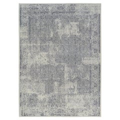 12
x18
2" Handgewebter hellgrauer feiner Jacquard-Teppich aus Wolle und Seide in Übergröße