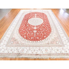 12'x18'4" Red, Sino Tabriz, 250 KPSI Clearance Hand Knotted Silken Oversized Rug