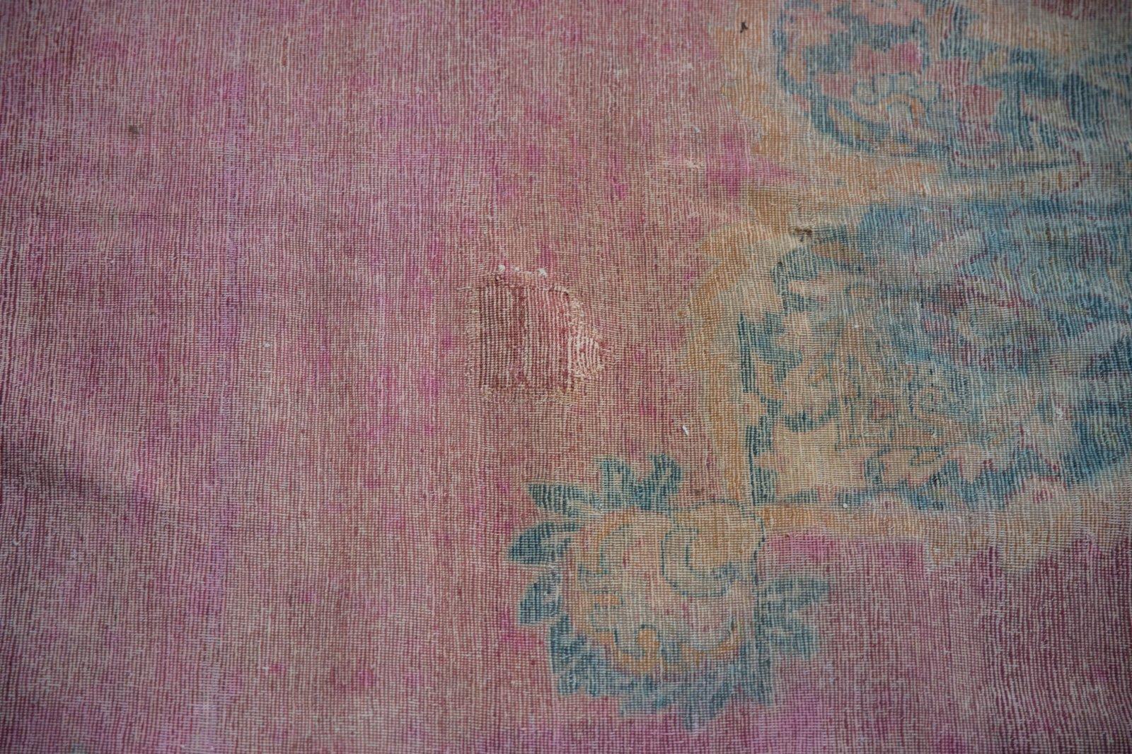Rococo Antique Distressed Kermanshah Carpet For Sale