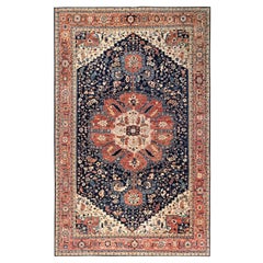 12'x18'9" Mitternachtsblau Serapi Heriz mit Blumen Design Handgeknüpft Wolle XL Teppich