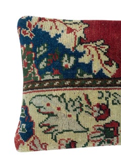 12"x20" Handmade Wool Cushion Cover. Vintage Rug Pillow. Lumbar Pillow Cover