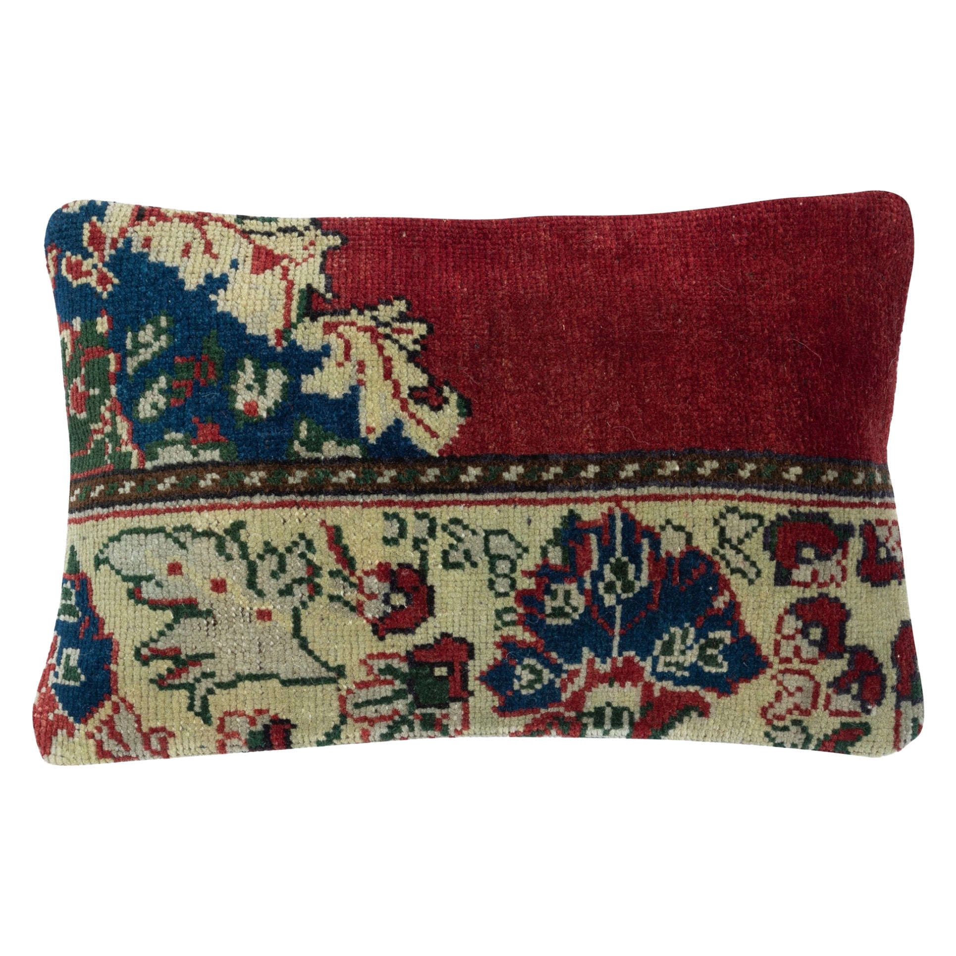 12 "x20" Handgefertigter Kissenbezug aus Wolle. Vintage Rug Pillow. Lendenkissenbezug