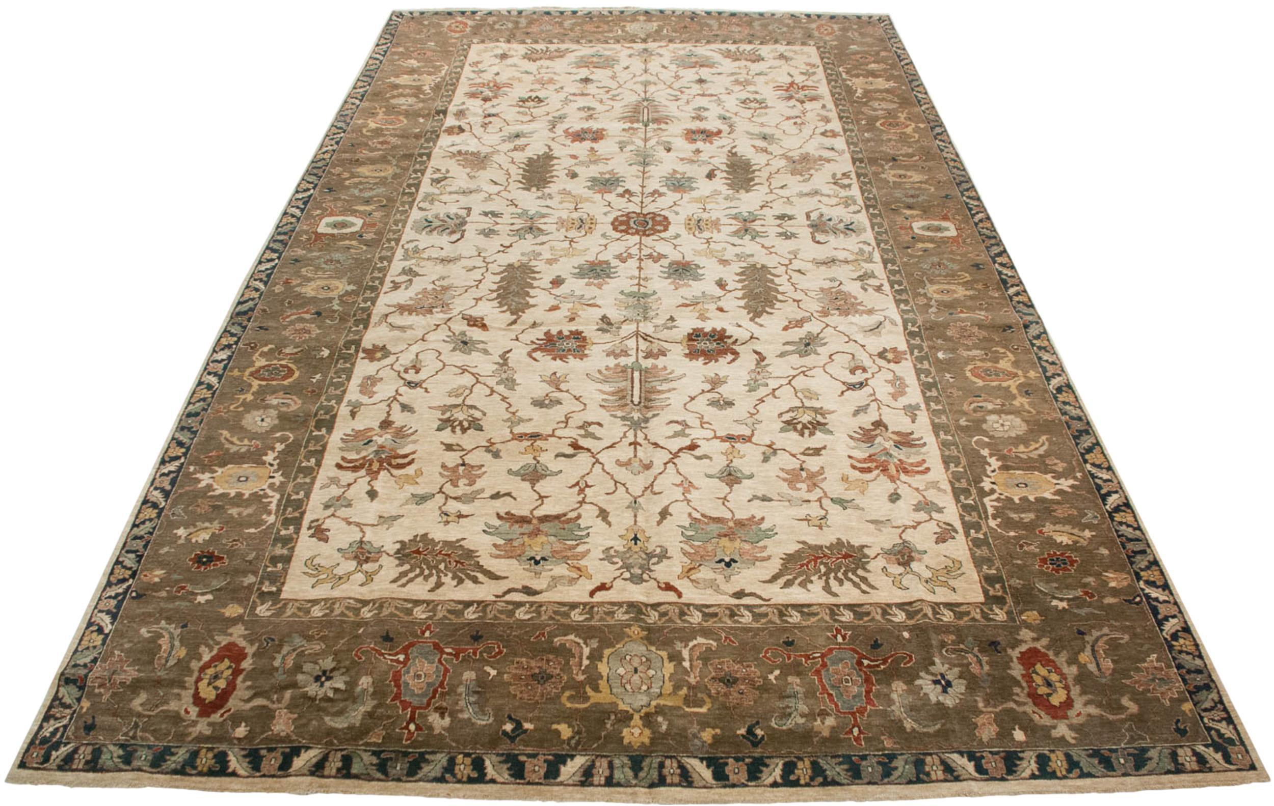 Laine Nouveau tapis indien Serapi à motifs en vente