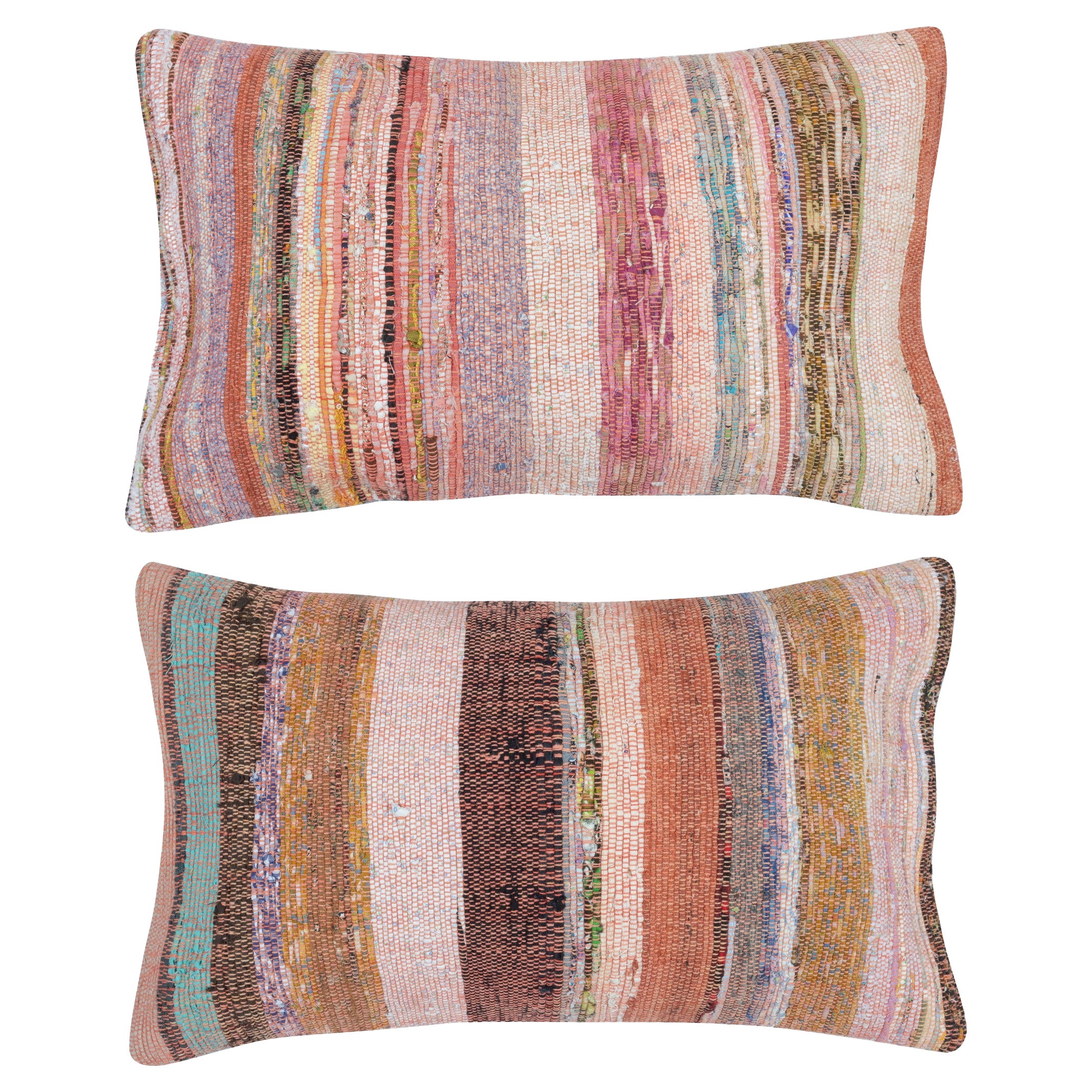 12 "x20" SET OF 2 - Housses de coussin Kilim tissées à la main. Une paire de coussins d'appoint