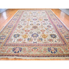 12'x21' Ivory Antique Persian Sultanabad Good Condition, XL Clean Wool Rug