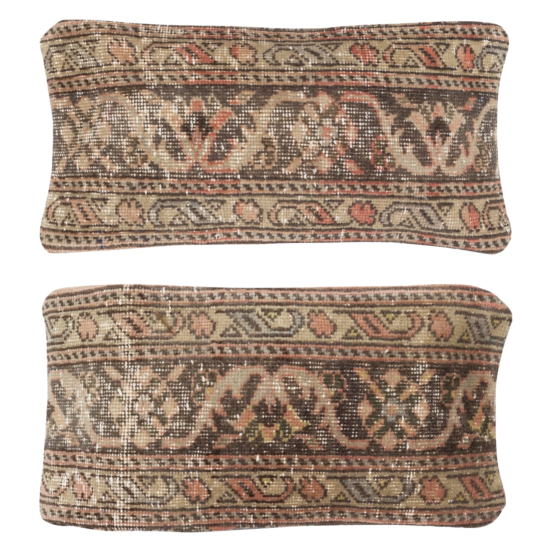 12"x24" SET OF 2 - Vintage Handmade Rug Cushion Covers. Lumbar Pillow Covers