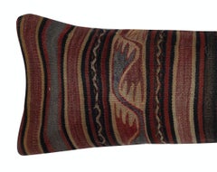 12"x33" Kilim Lumbar Pillow Cover. Turkish Throw Pillow. Flatweave Cushion Cover