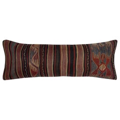 12"x33" Kilim Lumbar Pillow Cover. Turkish Throw Pillow. Flatweave Cushion Cover