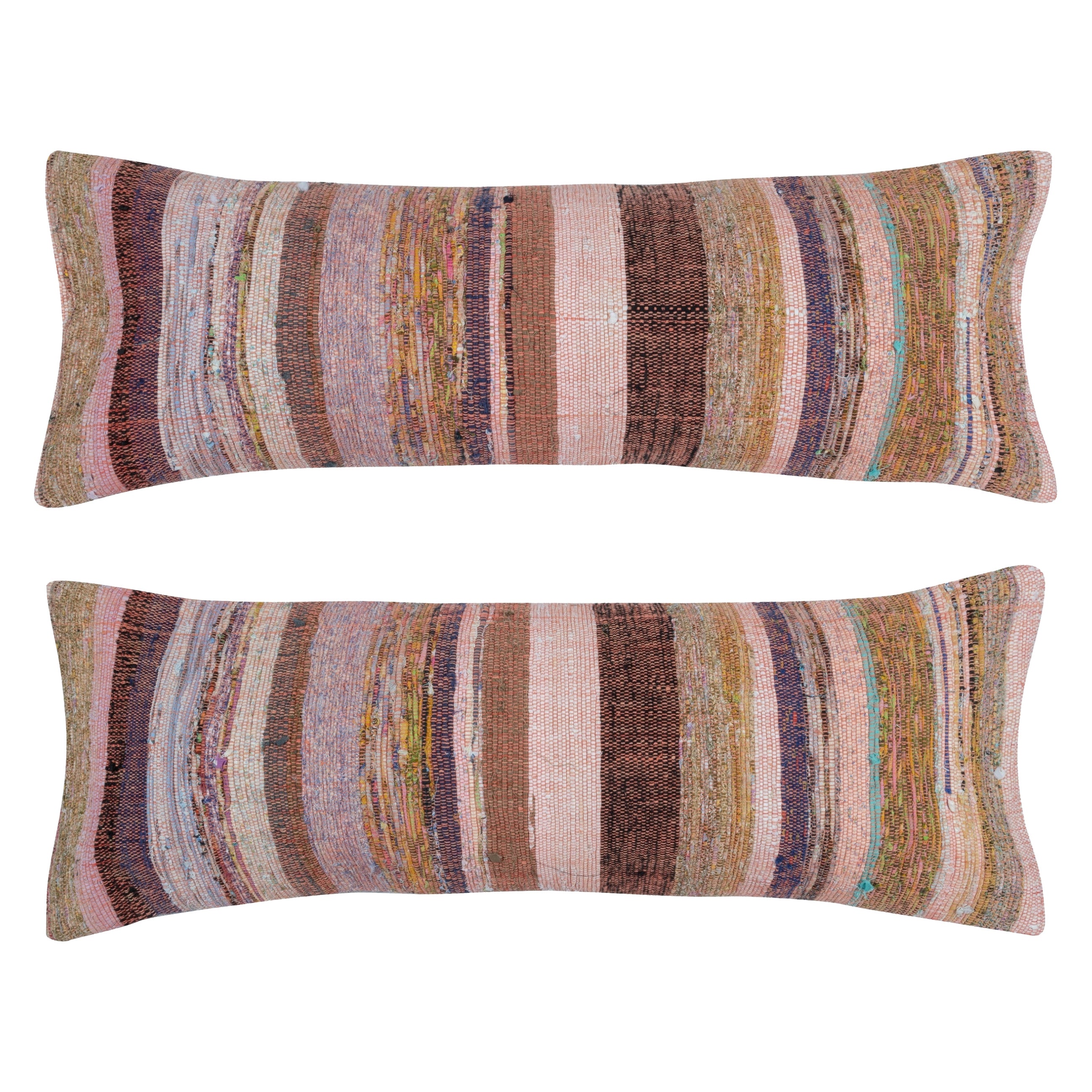 12 "x33" JUEGO DE 2 - Fundas de cojín Kilim hechas a mano. Un par de fundas para almohadas lumbares en venta