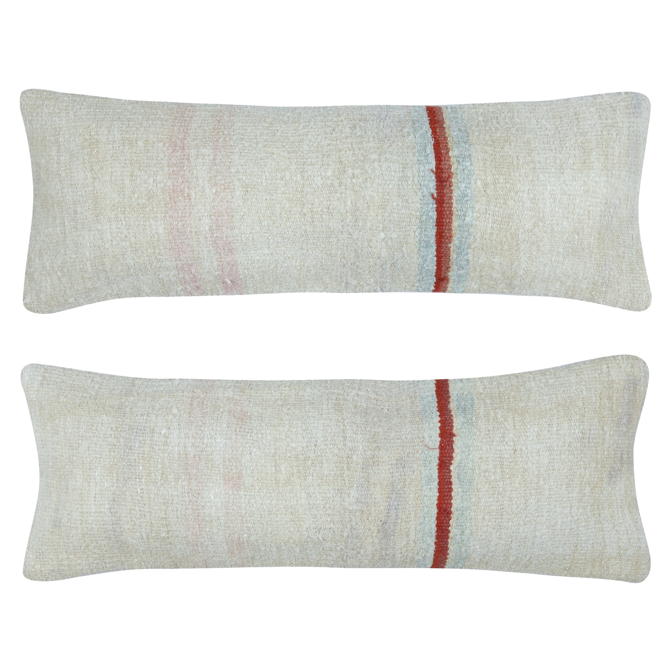 12"x33" SET OF 2 - Handwoven Cushion Covers. Vintage Kilim Lumbar Pillow Covers
