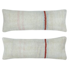 12 "x33" JUEGO DE 2 - Fundas de cojín tejidas a mano. Fundas de cojín lumbar Vintage Kilim