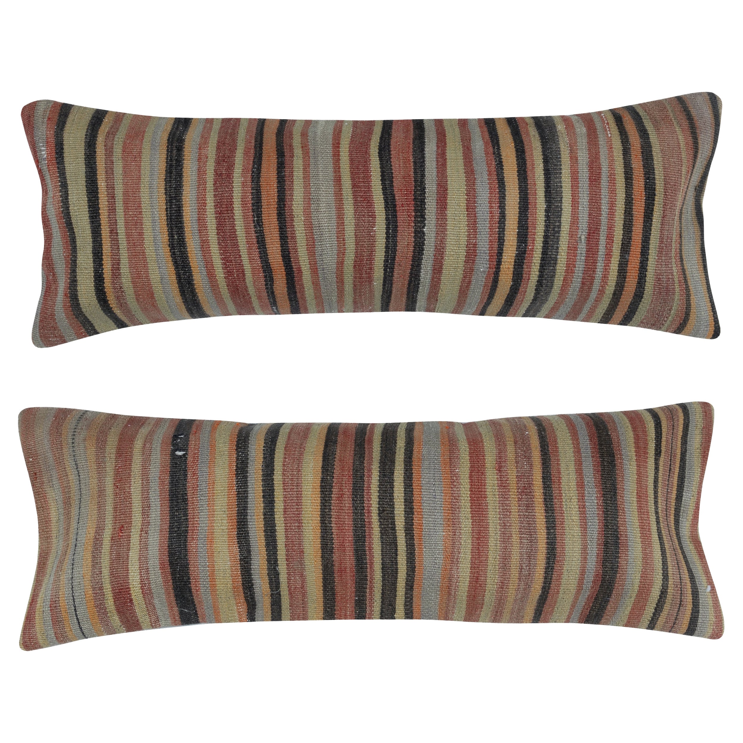 12"x33" SET OF 2 - Handwoven Lumbar Pillow Covers. Turkish Kilim Cushion Covers