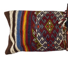 12"x35" Hand-Woven Kilim Cushion Cover. Vintage Pillowcase. Lumbar Pillow Cover