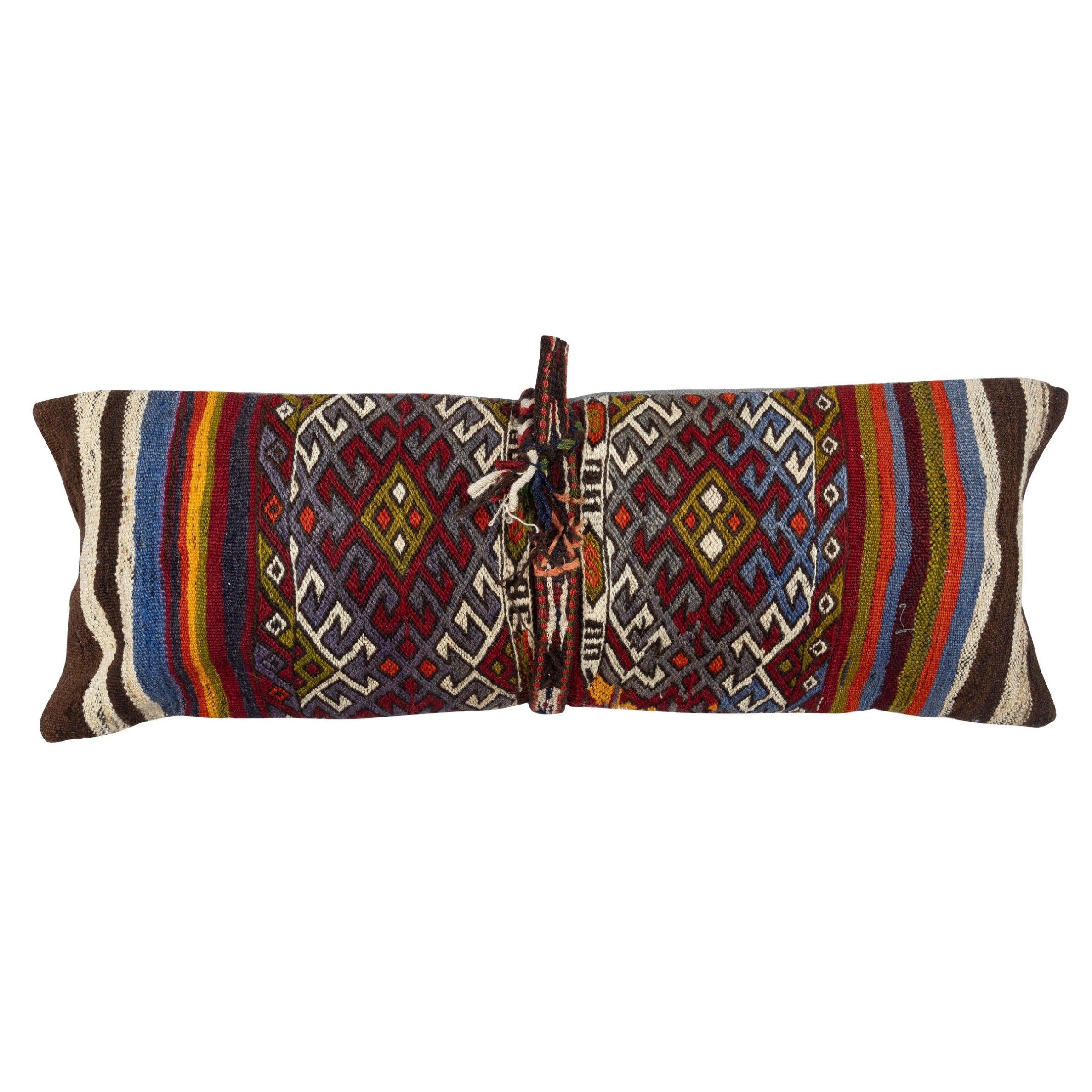 Copricuscino Kilim intrecciato a mano 12 "x35". Federa vintage. Copricuscino lombare