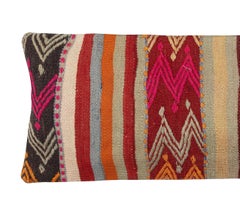 12"x35" Hand-Woven Kilim Cushion Cover. Vintage Traditional Lumbar Pillow Cover