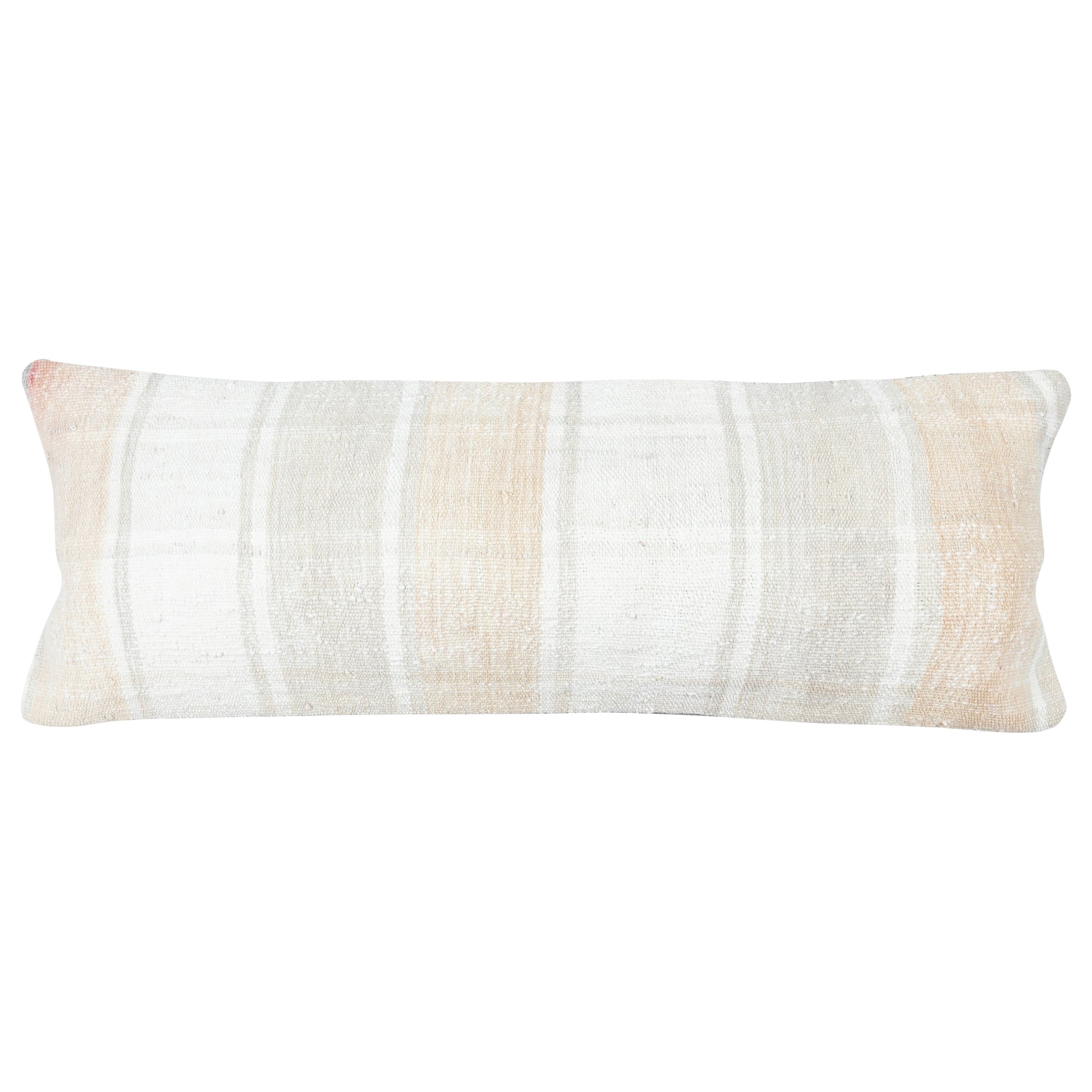 12"x35" Natural Hemp Cushion Cover. Vintage Handwoven Lumbar Pillow Cover